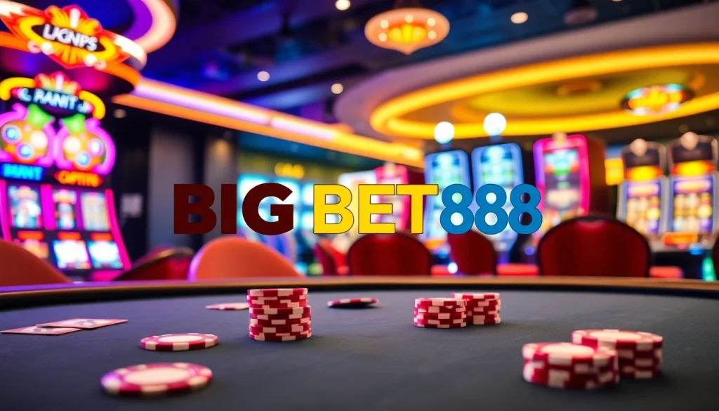 Engaging gaming experience featuring BIGBET88 branding in a luxurious casino setting