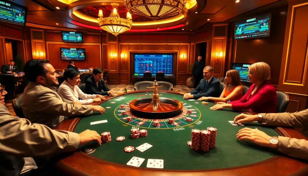 Experience thrilling poker action with BIGBET88 at a luxurious casino table.